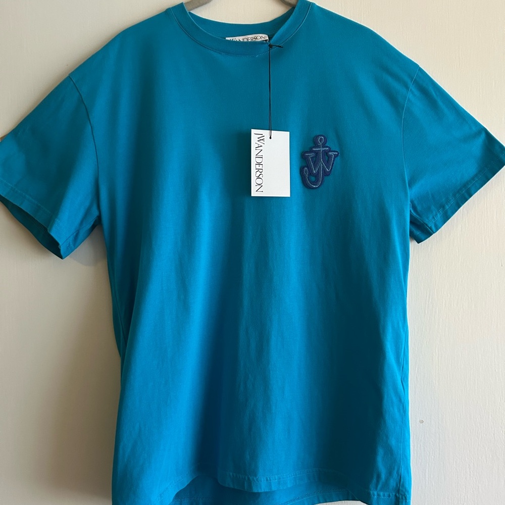 JW Anderson Men's Teal Short Sleeve Tee